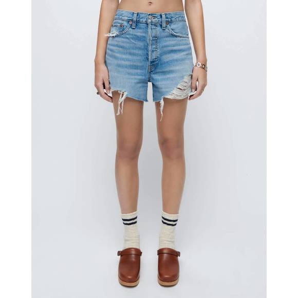 NEW RE/DONE 90s low slung short in aged indigo destroy - Picture 1 of 3